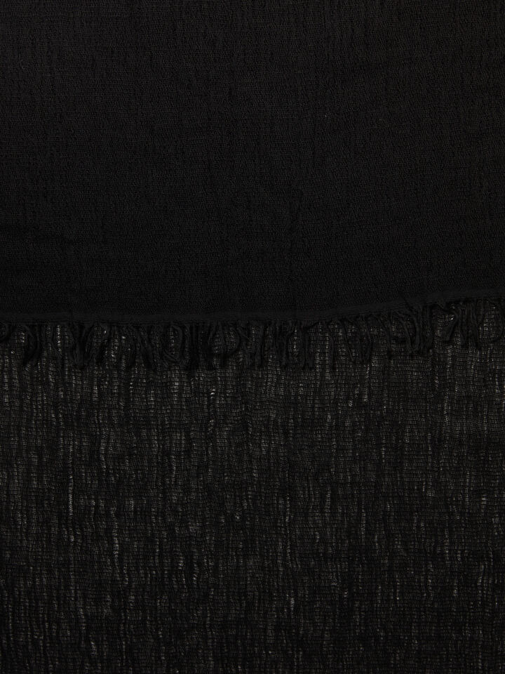 Black yarn dyed scarf - null - Black | Sisley image number 2